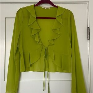 Green Tie Front Blouse